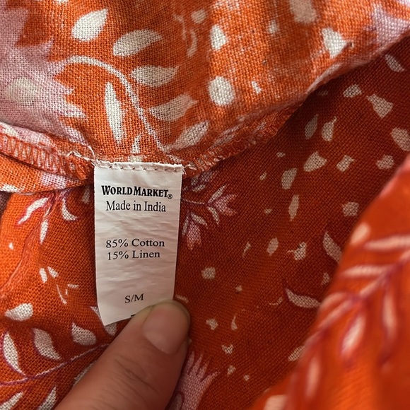 World Market Estrella Floral Dot Fall Orange Maxi Swing Dress Women’s Size S/M - Picture 11 of 13